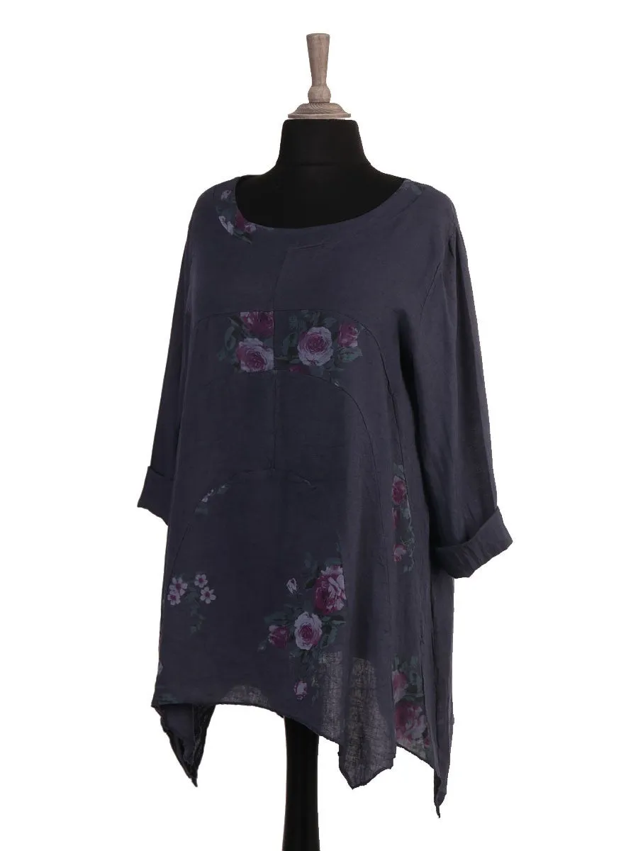 Anne   Kate Italian Rubicon Floral Linen Blend Top