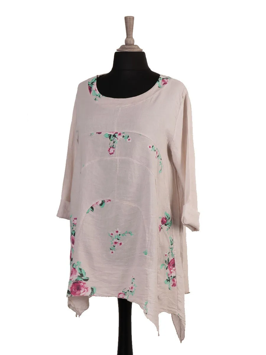 Anne   Kate Italian Rubicon Floral Linen Blend Top