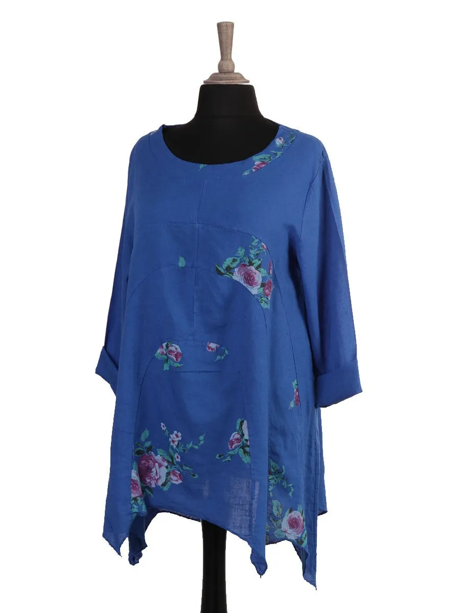 Anne   Kate Italian Rubicon Floral Linen Blend Top