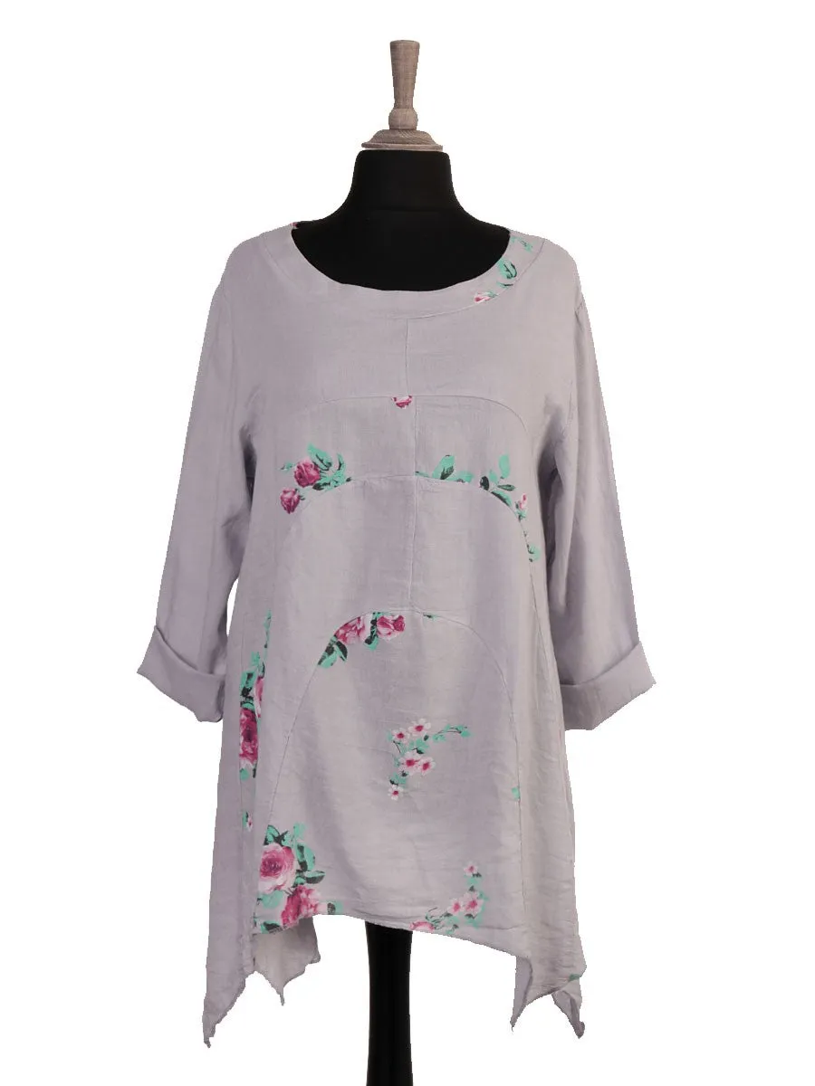 Anne   Kate Italian Rubicon Floral Linen Blend Top