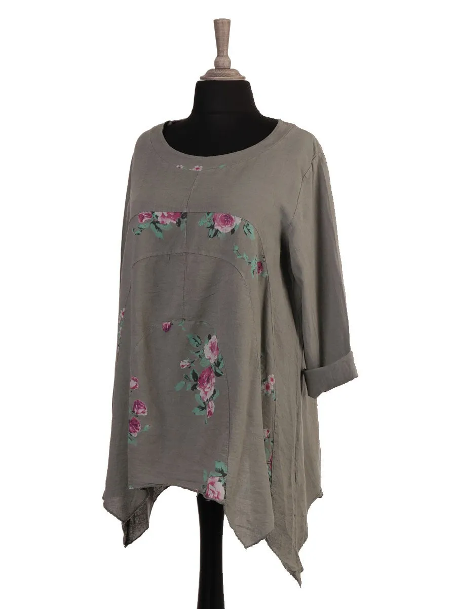 Anne   Kate Italian Rubicon Floral Linen Blend Top