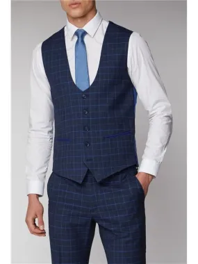 Antique Rogue Navy And Bright Blue Check Waistcoat