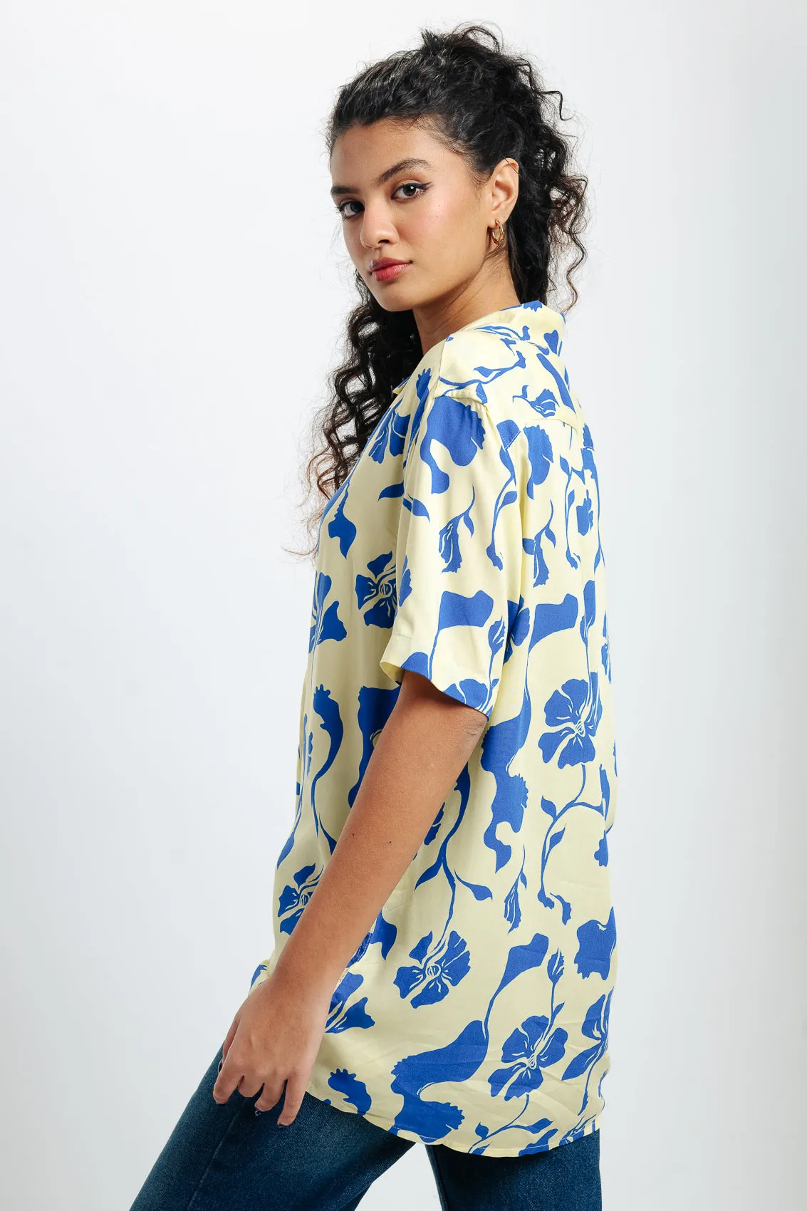 Blue Print Viscose Shirt