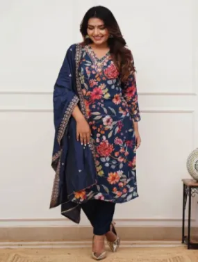 Blue South Cotton Khadi Salwar Suit Set