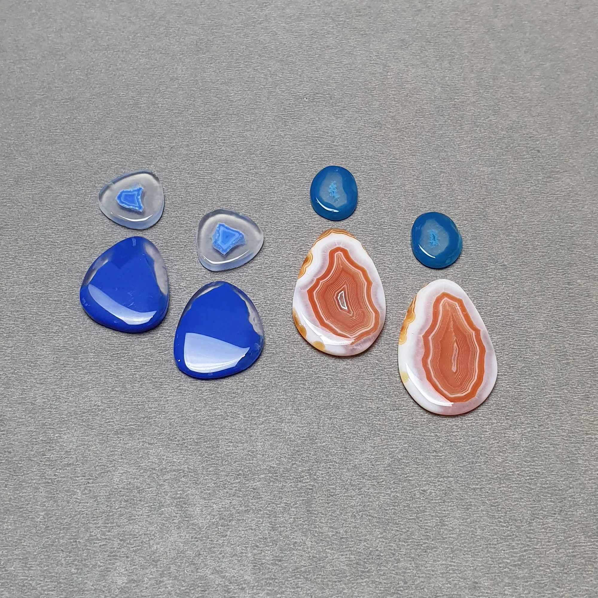 BOTSWANA AGATE Gemstone Cabochon : Natural Color Enhanced Bi-Color Agate Uneven Shape 8pcs Set