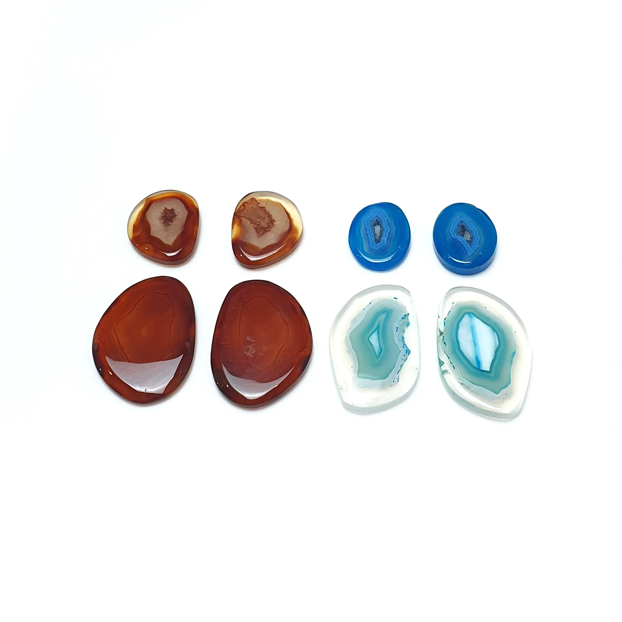 BOTSWANA AGATE Gemstone Cabochon : Natural Color Enhanced Bi-Color Agate Uneven Shape 8pcs Set