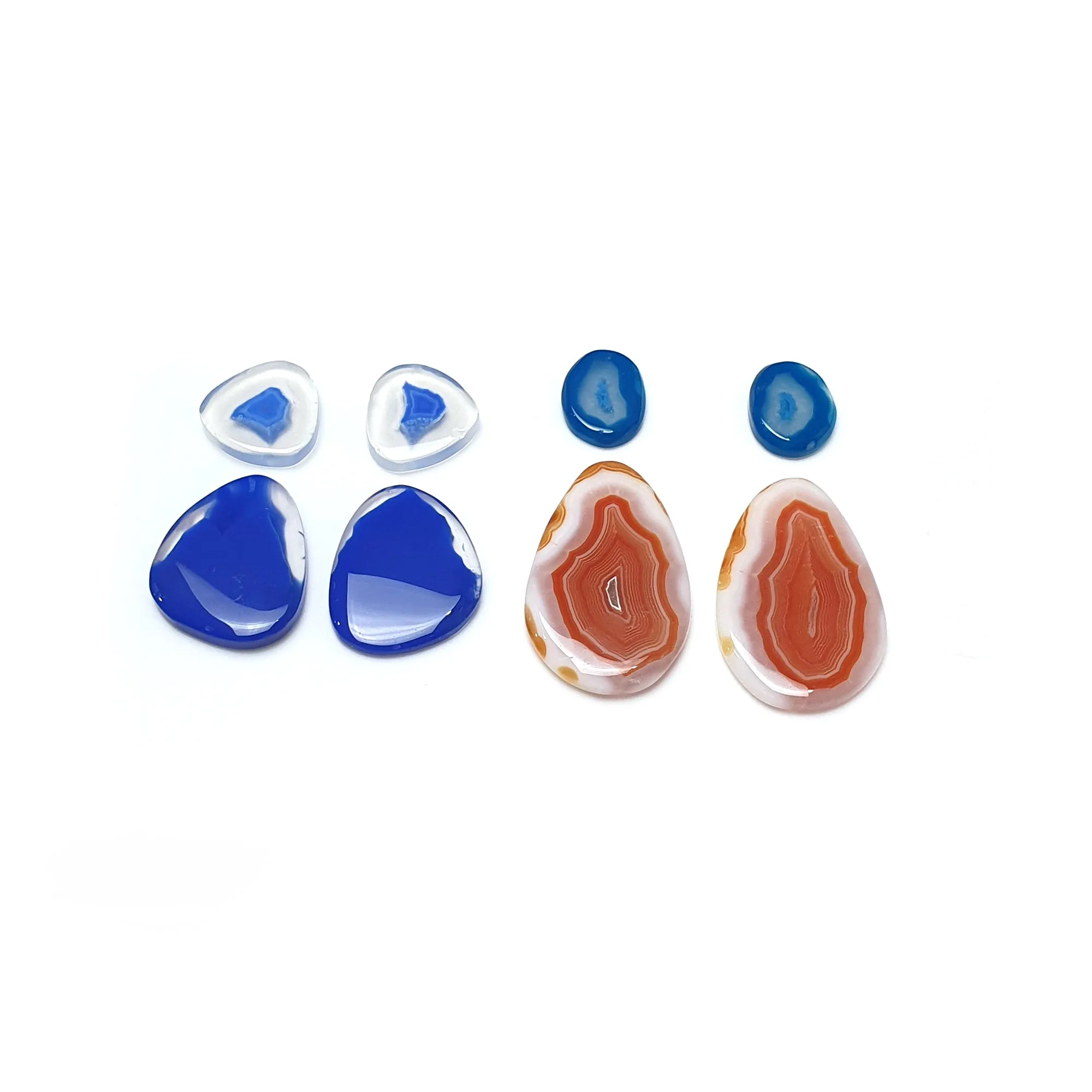 BOTSWANA AGATE Gemstone Cabochon : Natural Color Enhanced Bi-Color Agate Uneven Shape 8pcs Set