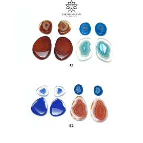 BOTSWANA AGATE Gemstone Cabochon : Natural Color Enhanced Bi-Color Agate Uneven Shape 8pcs Set