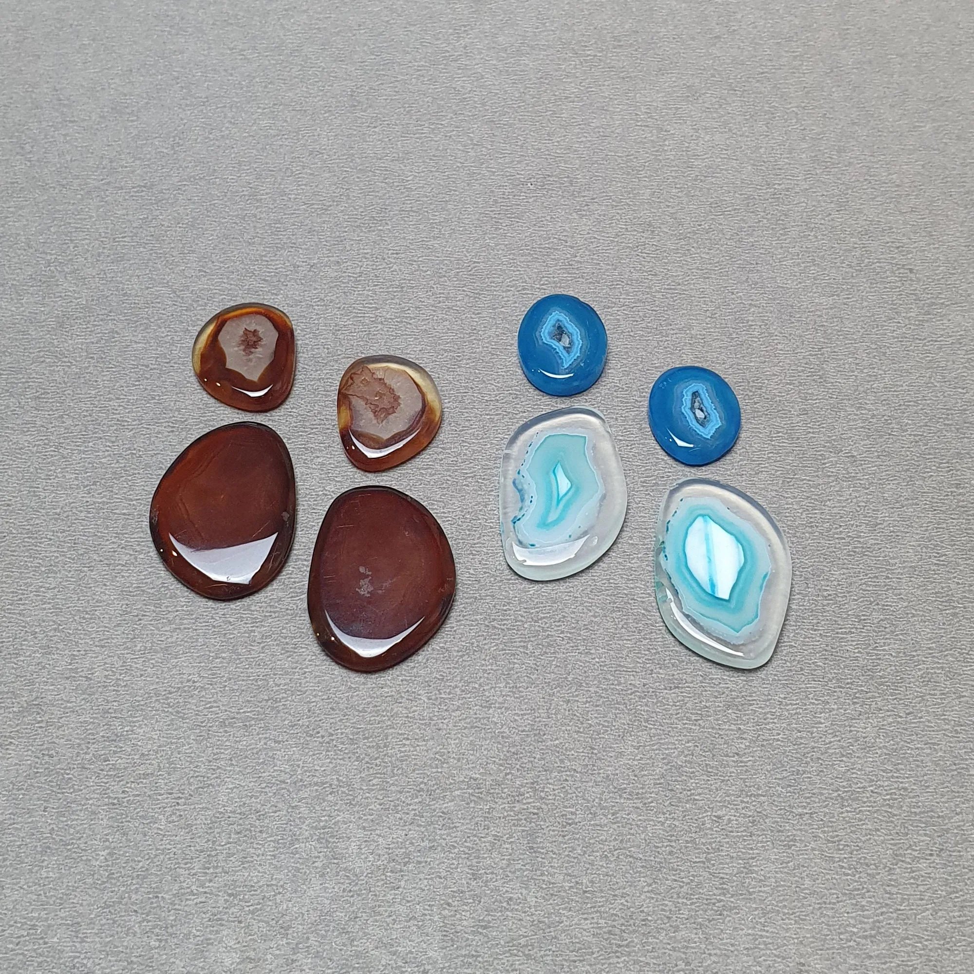 BOTSWANA AGATE Gemstone Cabochon : Natural Color Enhanced Bi-Color Agate Uneven Shape 8pcs Set