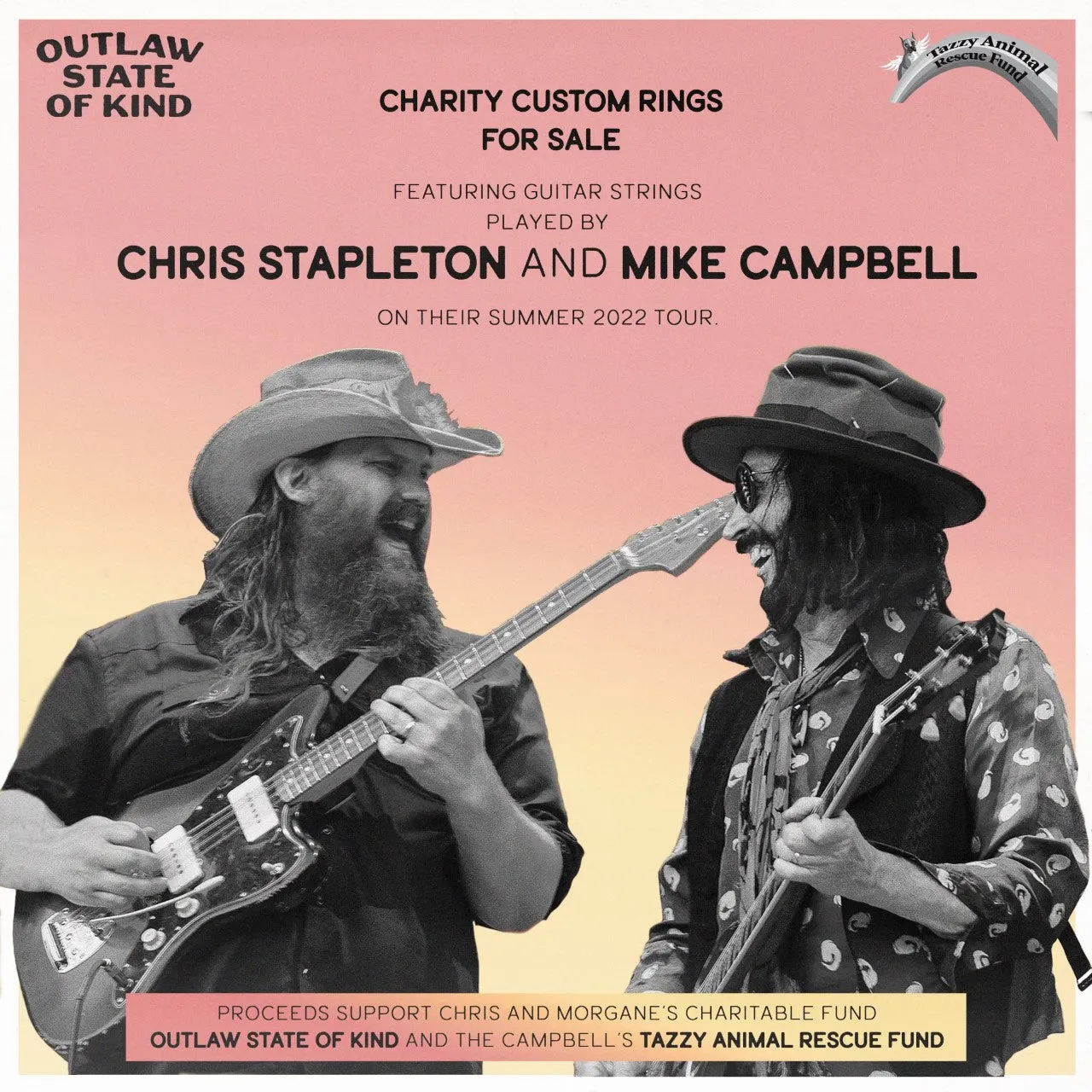 Chris Stapleton Guitar String Ring - Ebony Bentwood on Titanium Inlay with Copper or Silver Guitar String