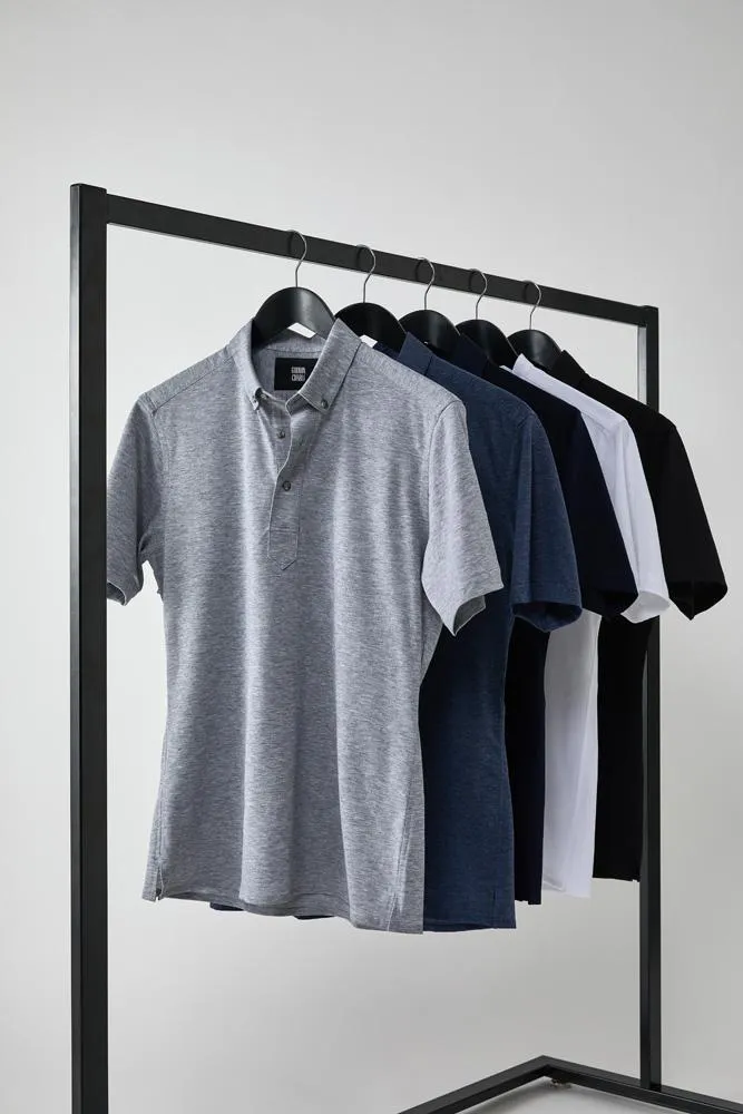 Christian Short Sleeve Polo Top - Denim Cotton Pique