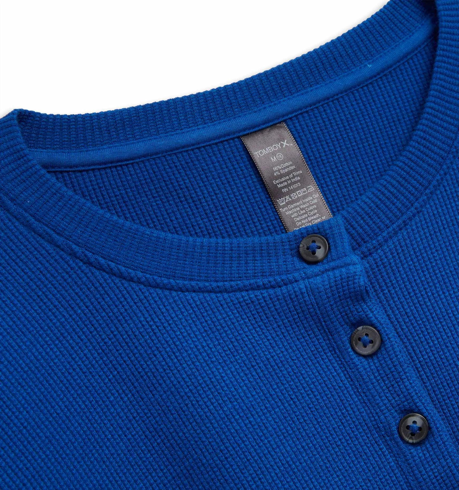 Cotton Waffle Long Sleeve Henley LC - Royal