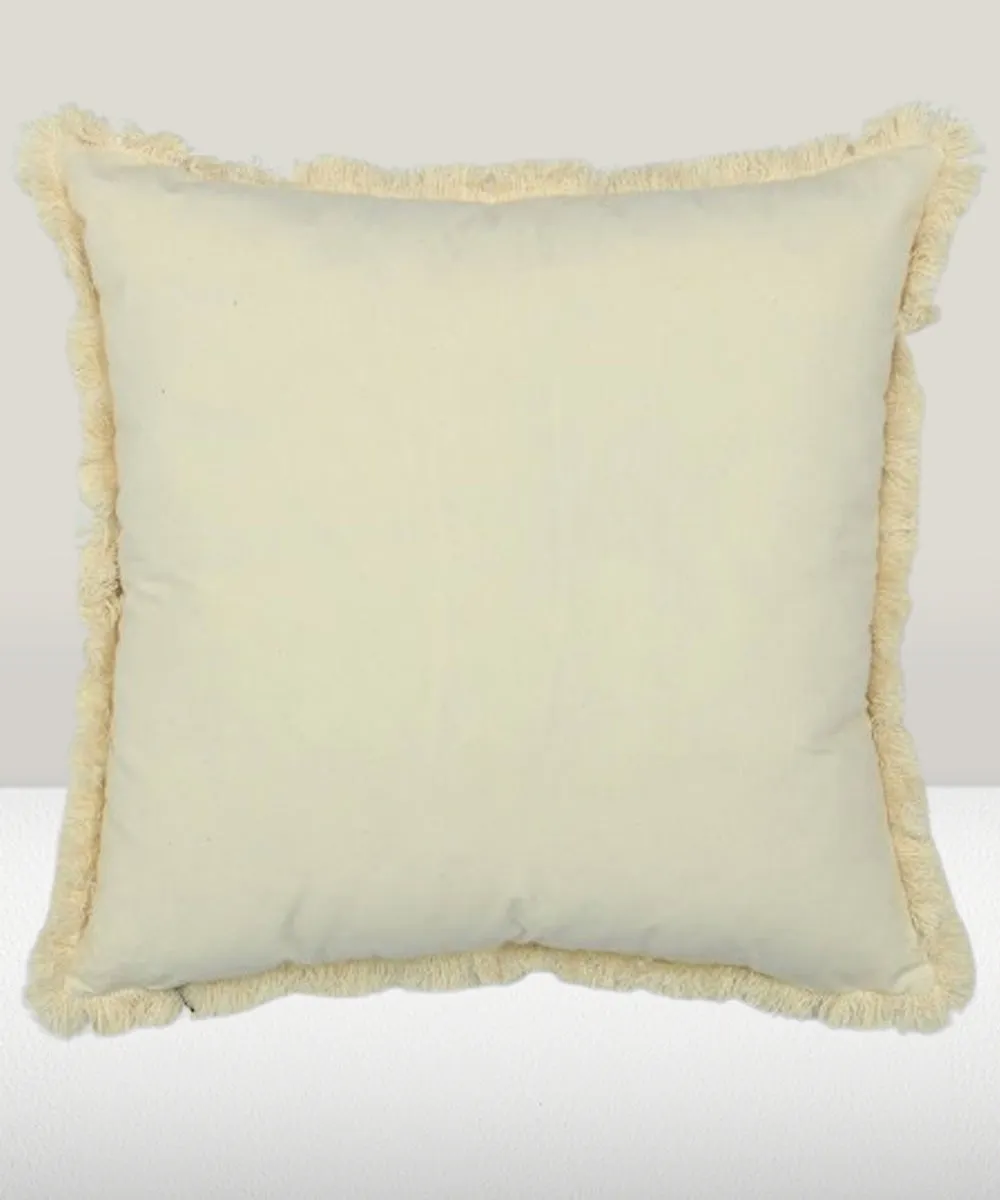 Cream horse handembroidered cotton cushion cover