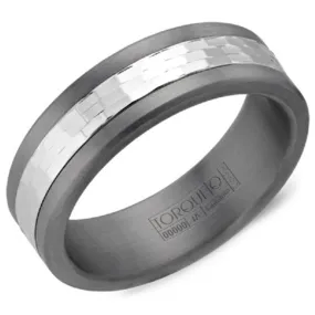 Crown Ring Torque Grey Tantalum & White Gold 7mm Wedding Band