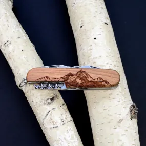 Customizable 7-Tool Pocket Knife with Engraved MOUNTAINEER Design