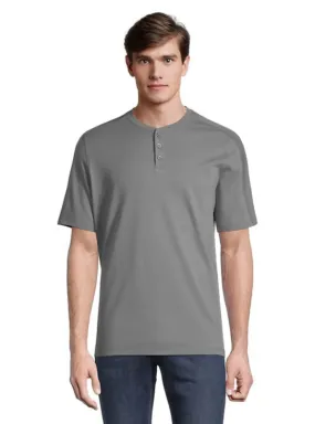 E L Tech Men's Henley Button Tee - CONCRETE