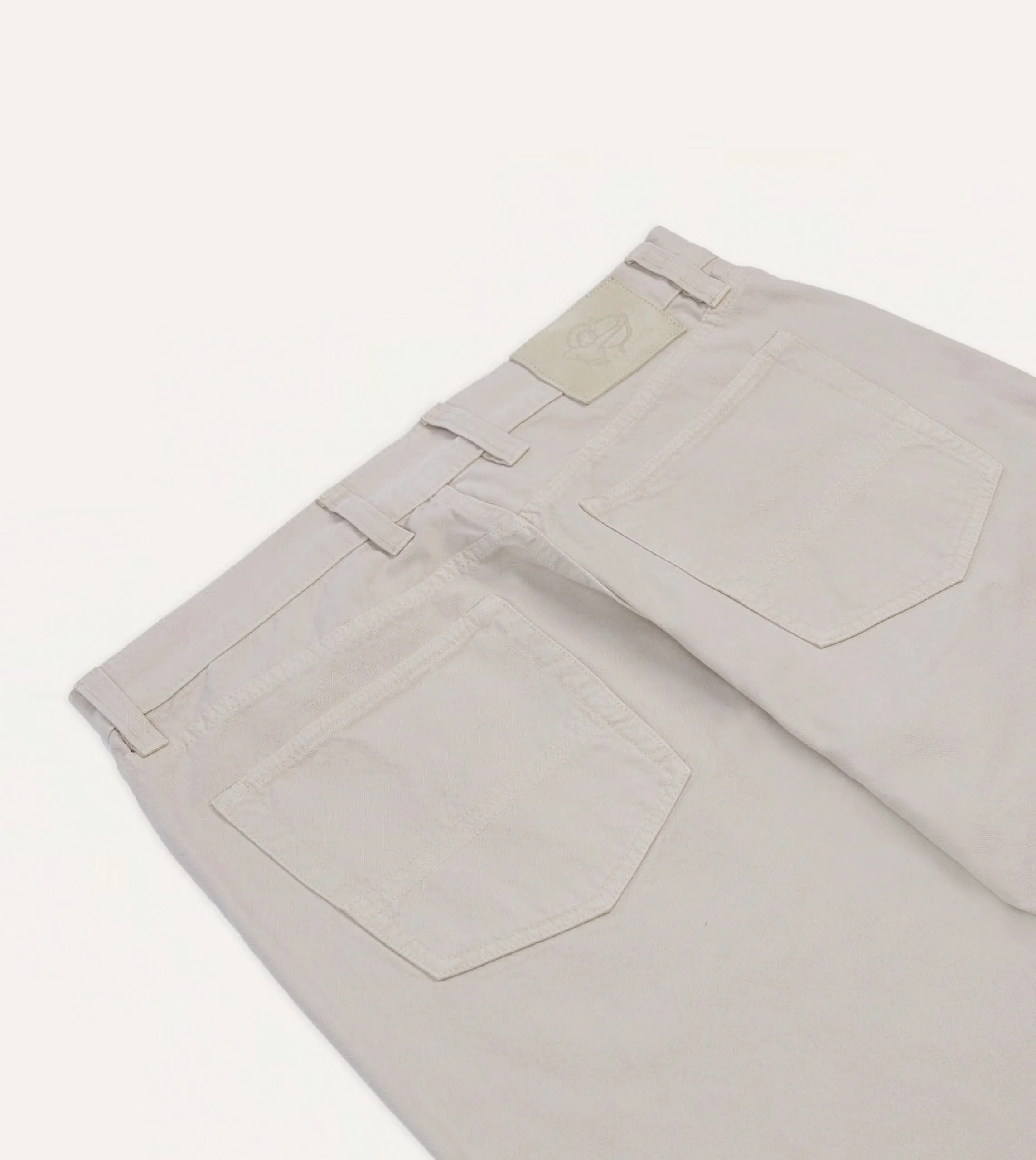 Ecru Lightweight Cotton Canvas Five-Pocket Jeans