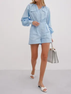 Felicity Cotton Linen Everyday Playsuit | Blue