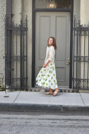 Fiona Midi Skirt Apple Green Floral