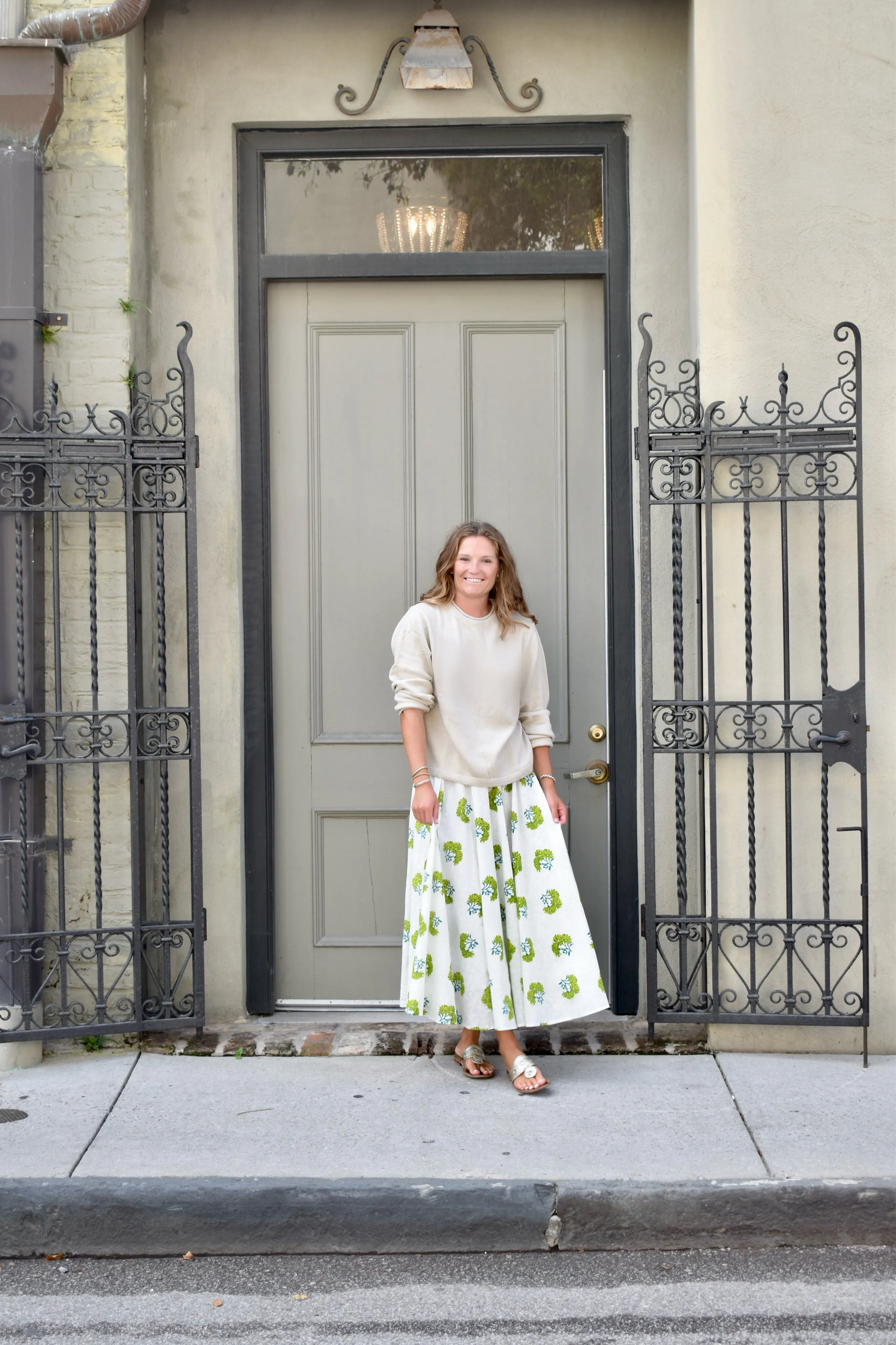 Fiona Midi Skirt Apple Green Floral