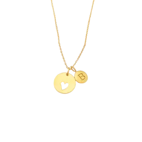 Gold Initial & Heart Charm Necklace