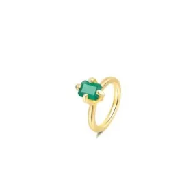 Green Agate Ring Gold Vermeil