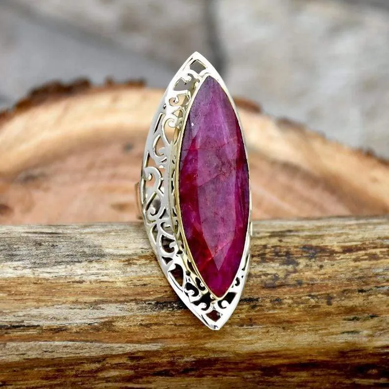 Handmade Sterling Silver Ruby Ring for Women