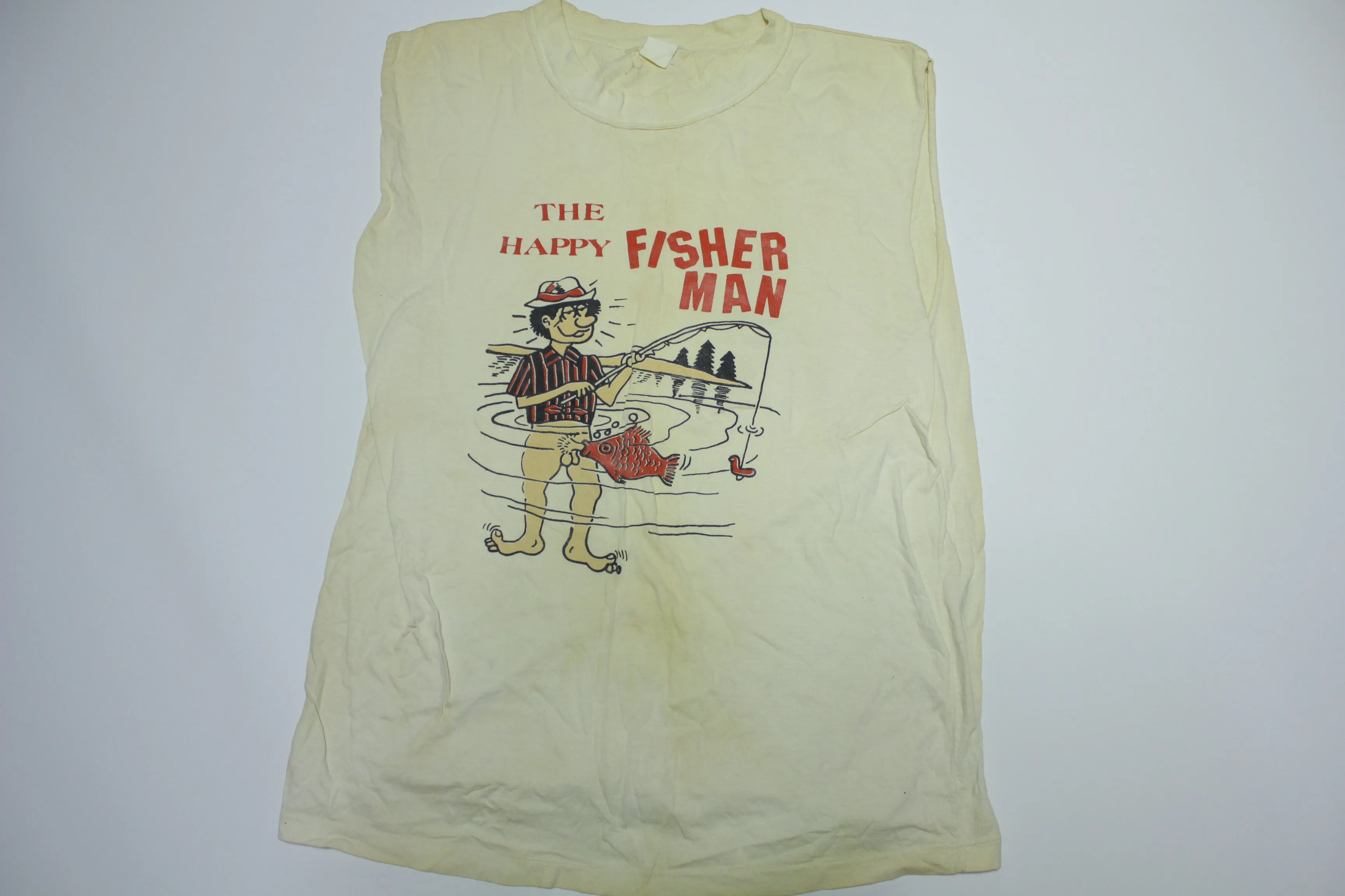 Happy Fisherman Dirty Humor Funny Joke Tee Vintage 80's Single Stitch Blow Job BJ T-Shirt