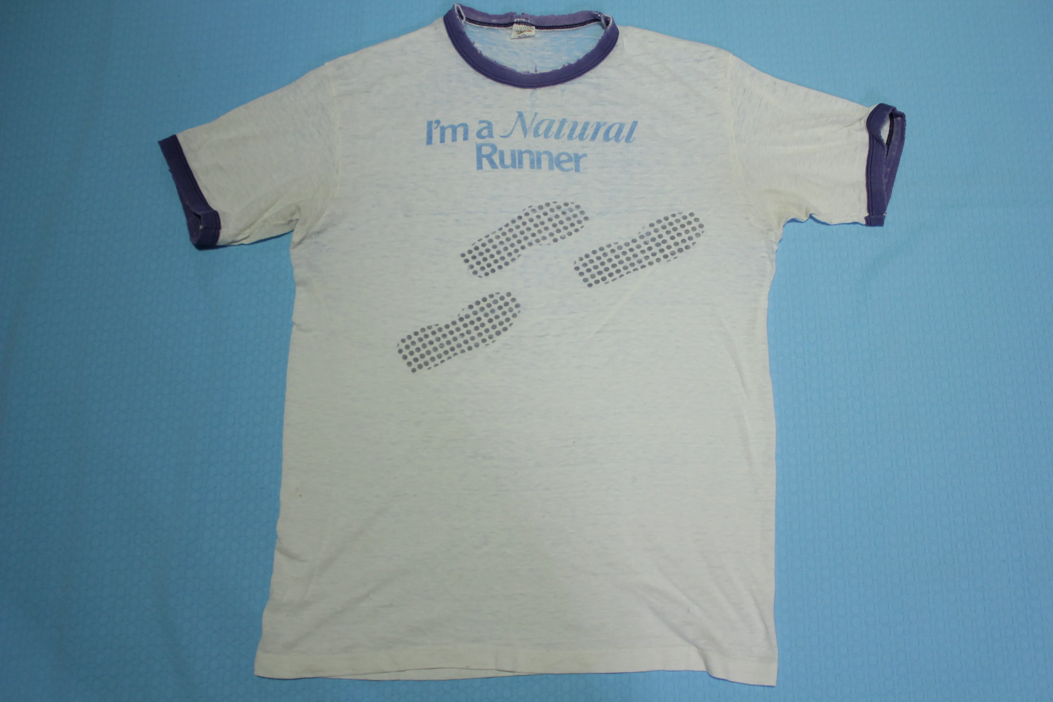 I'm A Natural Runner Paper Thin Distressed Vintage 70's Hanes Single Stitch RingerT-Shirt