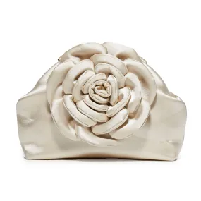 IVORY ROSIE SATIN CLUTCH