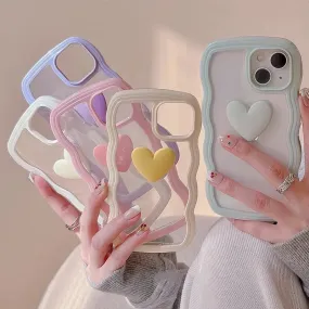 Korean Aesthetic Love Heart Wave Phone Case For iPhone 13 12 11 Pro XS Max X XR Simple Cute Clear Soft Silicone ME18