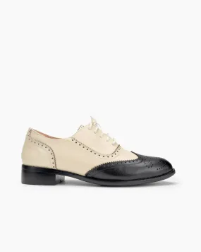 Lace Up Two Tone Flat Brogues Wingtip Oxford