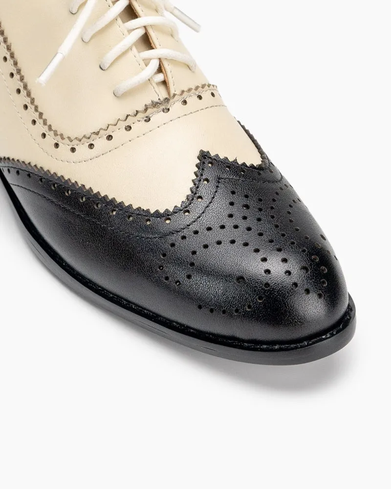 Lace Up Two Tone Flat Brogues Wingtip Oxford