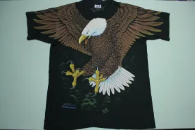 Liquid Blue Flying Bald Eagle Rich Normandin Art Vintage 90's All Over Print T-Shirt