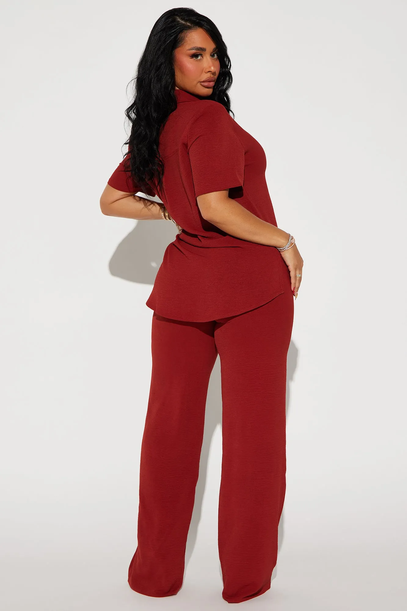 Makenzie Short Sleeve Pant Set - Rust