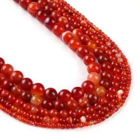 Natural Red Strip Agate beads 4 6 8 10 12mm Round Loose gemstone bead DIY Jewelry 15 Full Strand 103091