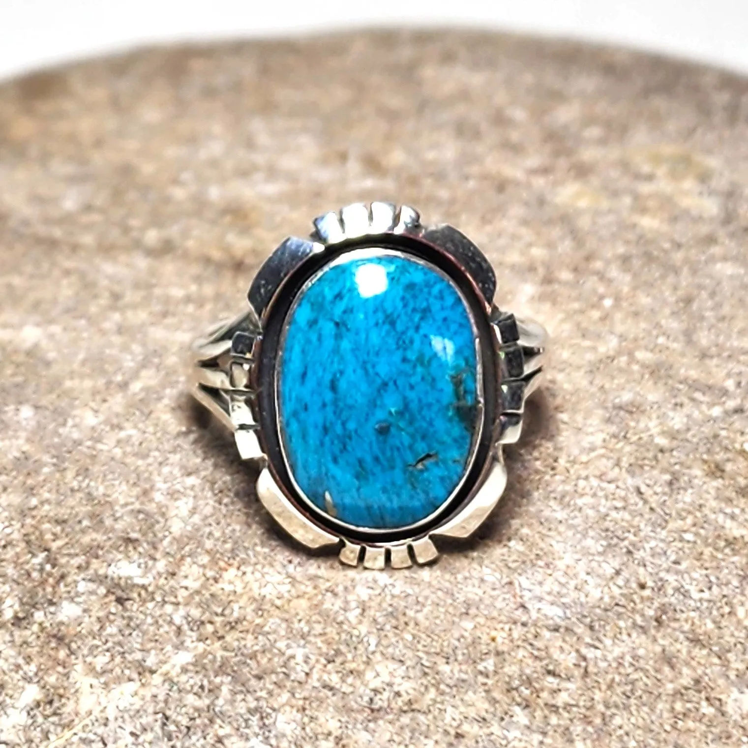 Navajo Turquoise Shadowbox Ring - Size 6.5 & 8