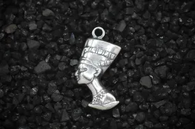 Nefertiti Queen of Ancient Egypt Side Profile Charm | 925 Sterling Silver, Oxidized | Jewelry Making Pendant