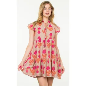 Nelly Rose Print Tiered THML Dress