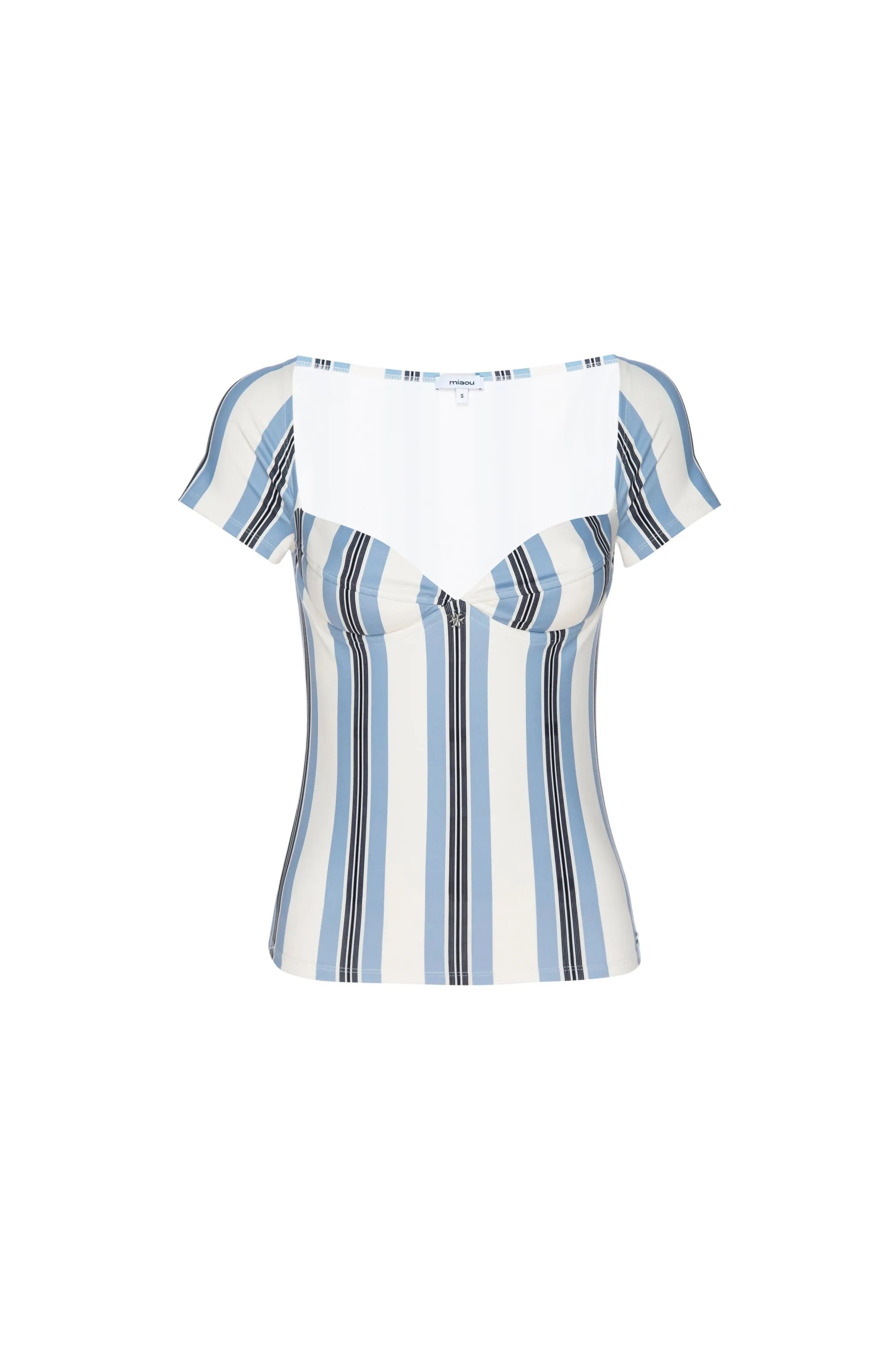 OLIVIA TOP - BLACK AND BLUE STRIPE