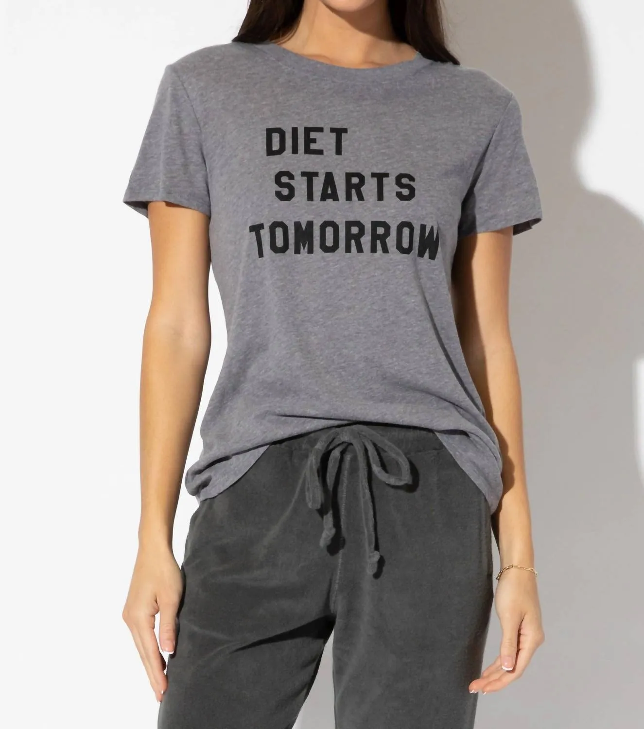 "diet Starts Tomorrow" Loose Tee In Heather Grey