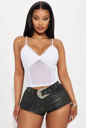 Regina Lace Mesh Top - White