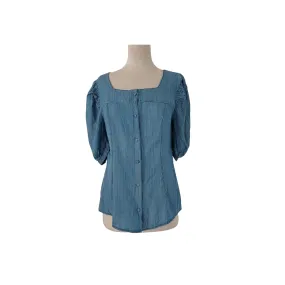 Sapphire West Blue Denim Puffed Sleeve Top | Brand New |