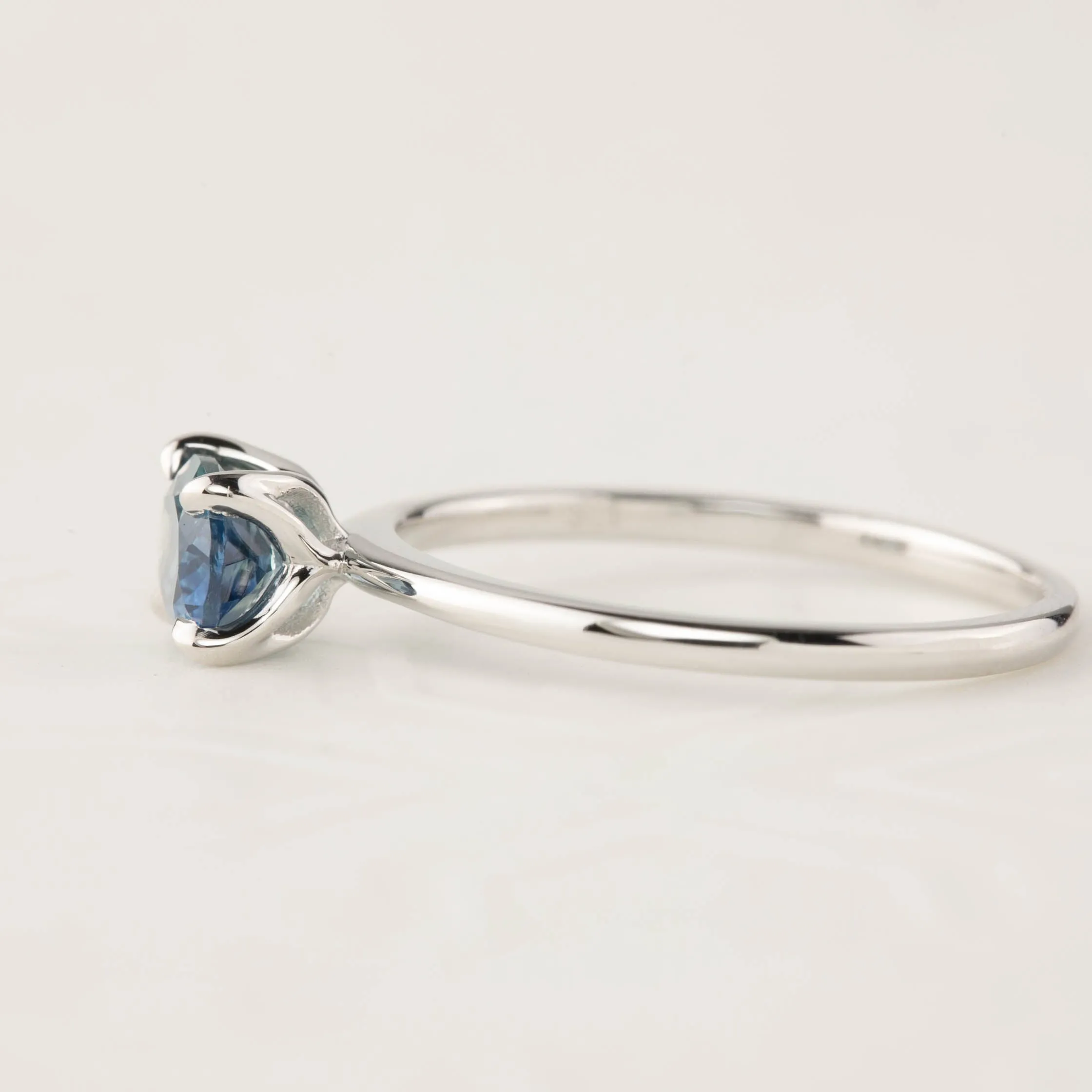 Sara Ring -1.00ct Parti Blue Green Montana Sapphire, 14k White Gold (One of a kind)