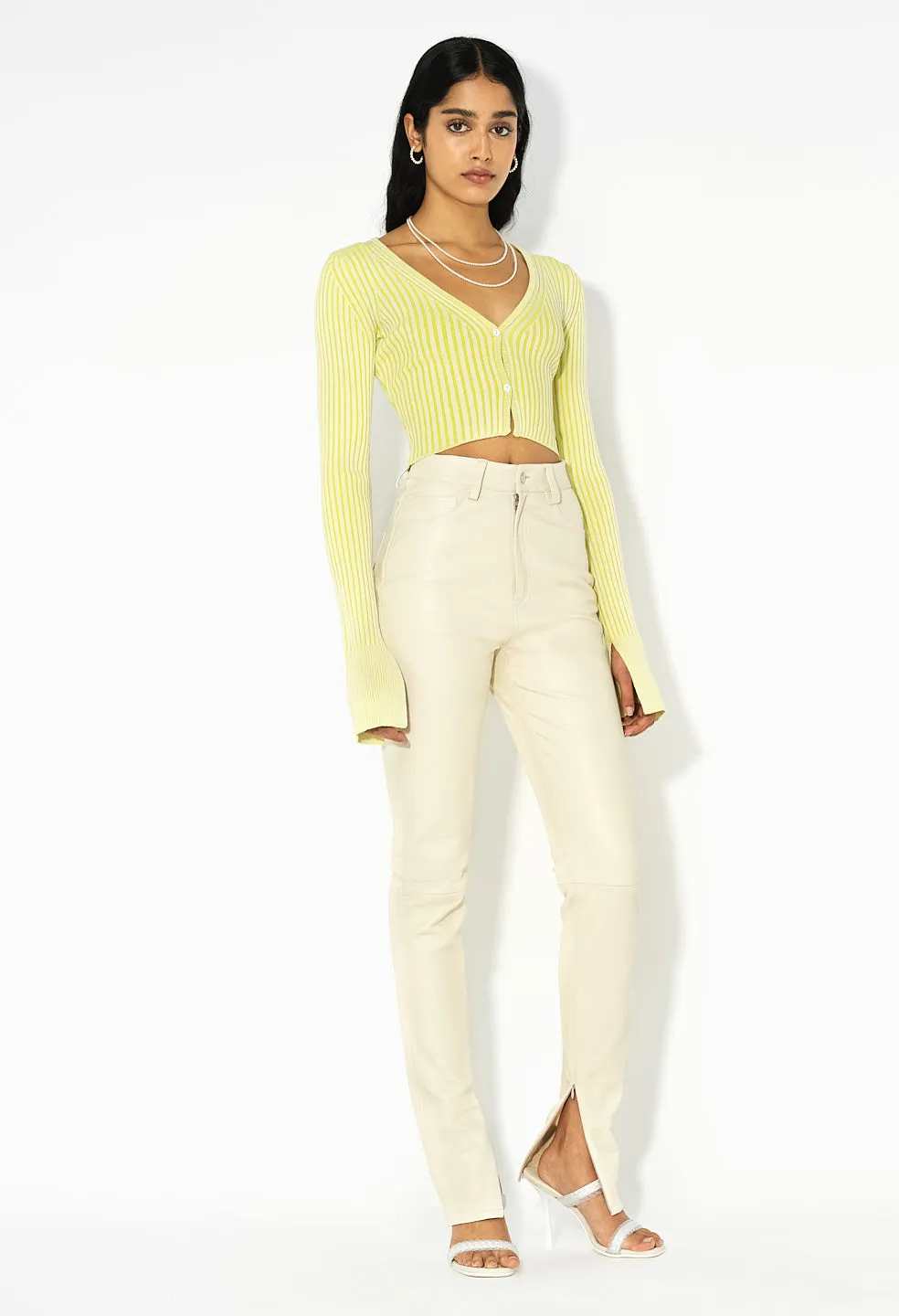 Silk Cotton Rib Cropped Cardigan / Volt