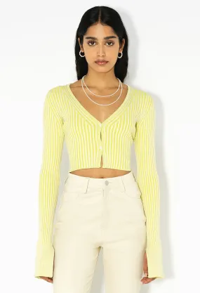 Silk Cotton Rib Cropped Cardigan / Volt