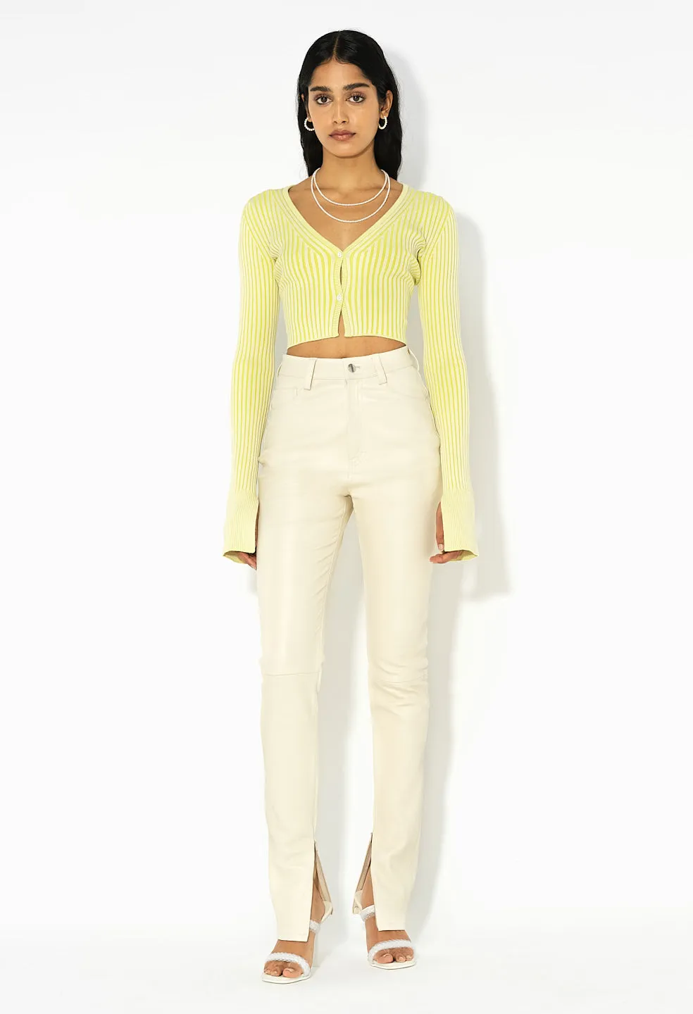 Silk Cotton Rib Cropped Cardigan / Volt