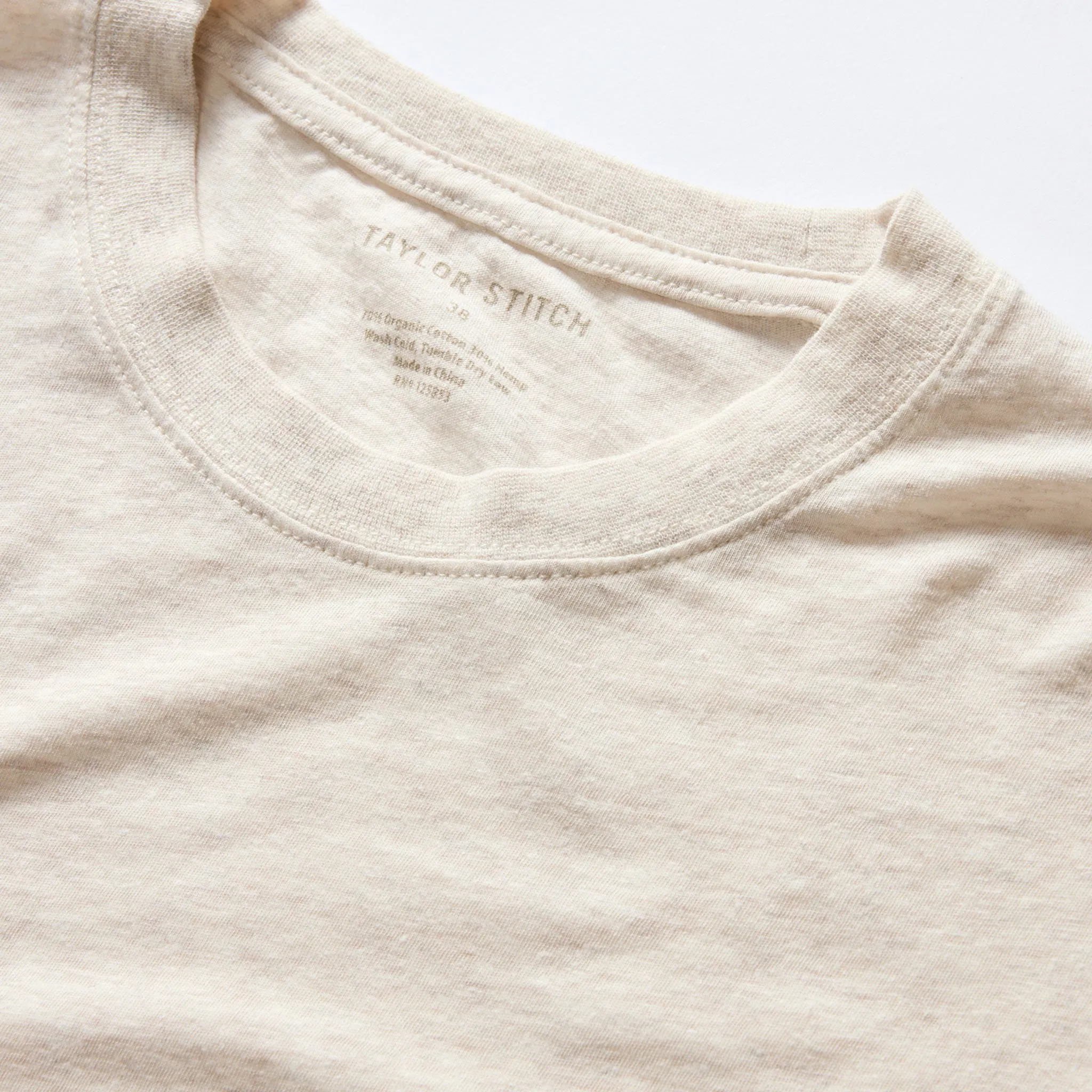 The Cotton Hemp Tee in Heathered Oat