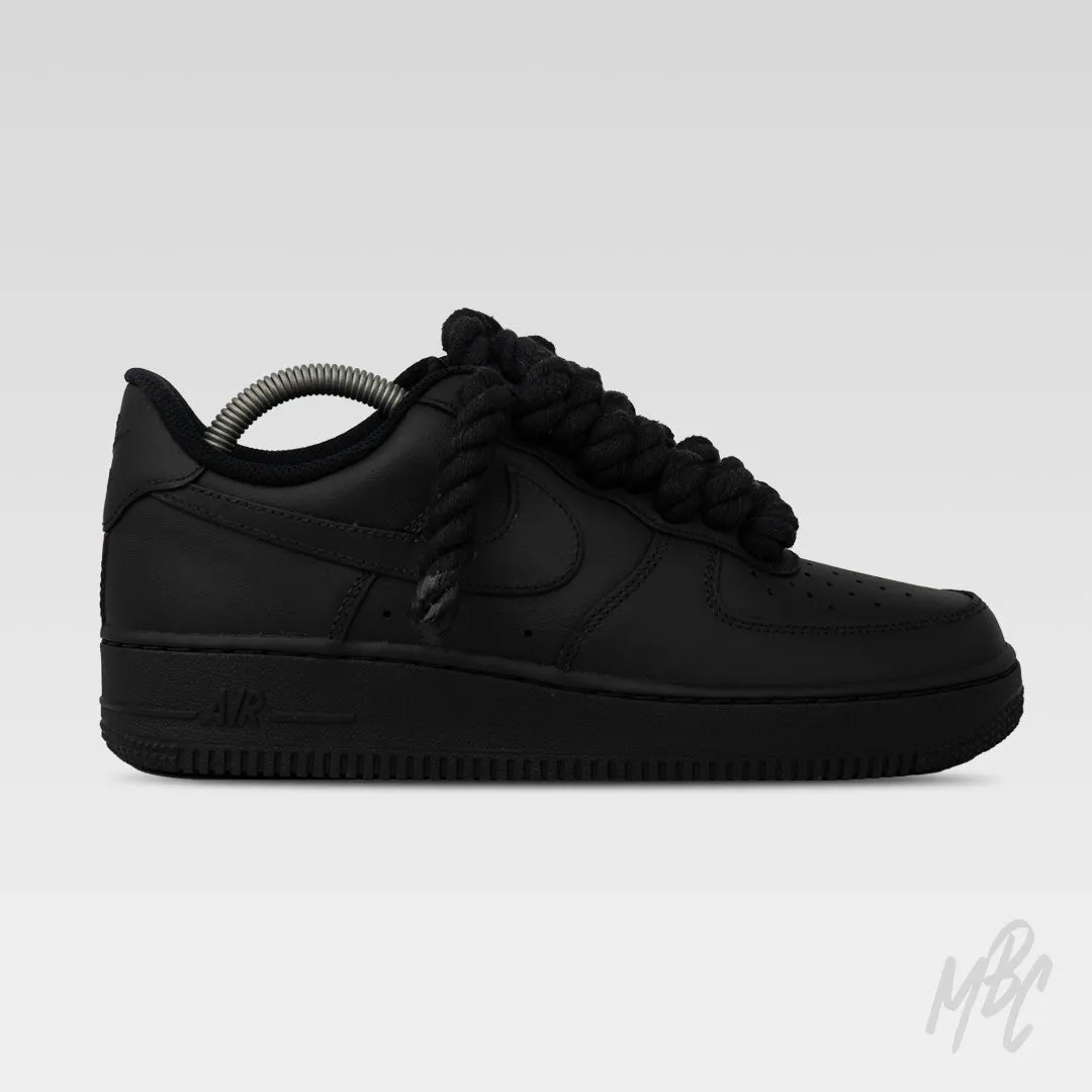 Thicc Laces - Matte Black Air Force 1 Custom