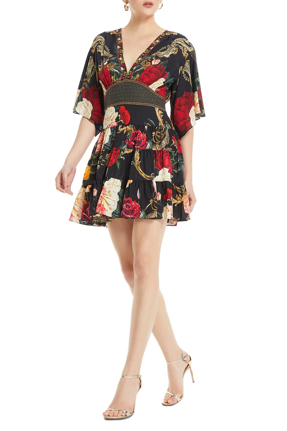 Tiered Skirt Floral Mini Dress